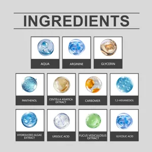 Tableau detaille des ingredients montrant des actifs comme l'aqua, glycerine et centella.