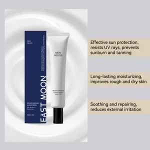 Detail hydraterende zonnebrandcrème voor mannen, UV bescherming SPF50 PA+++ huid.