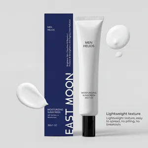 Gedetailleerd overzicht van hydraterende zonnebrandcrème voor heren, lichte textuur, 30g.