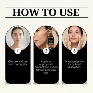 Vista dettagliata della guida alle istruzioni d uso del siero viso con passaggi di routine.
