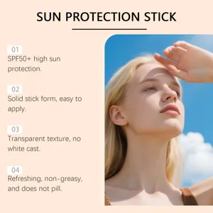 Stick solaire visage VIARELINE offre une haute protection SPF50+ dans un format transparent.