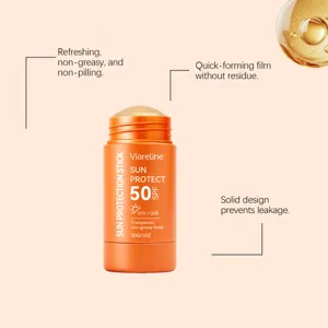 Vue détaillée du stick solaire Viareline, offrant une protection SPF 50 UVA UVB de 30g.