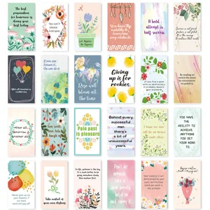 Detailed view of assorted inspirational lunchbox cards with colorful illustrations