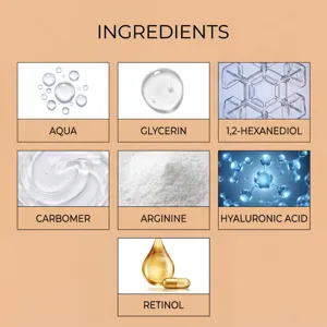 Infografica dettagliata sugli ingredienti per la cura della pelle idratanti e attivi.
