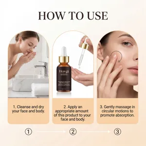 Siero viso Hoygi 30ml istruzioni per l'uso dettagliate fasi di applicazione pelle.