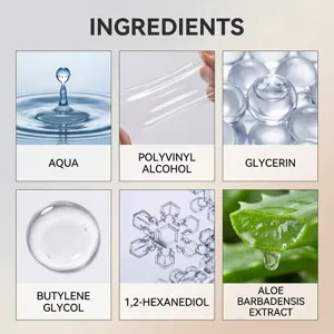 Detailed ingredient breakdown view of skincare face mask showing active components like aqua and aloe.