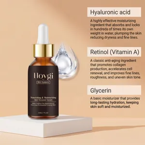 Vista dettagliata del siero viso con acido ialuronico e retinolo per idratazione intensa.