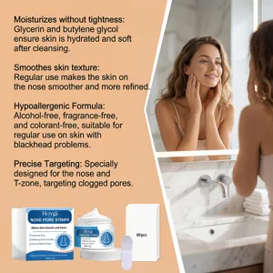 HOYGI blackhead removal nose strip set with cleansing cream and brush for deep pore cleansing.