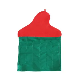 Calendrier de l'Avent de Noël en velours rouge et vert avec poches de rangement.