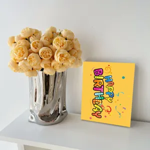 Bright yellow Happy Birthday card for gift decoration and personal messages.