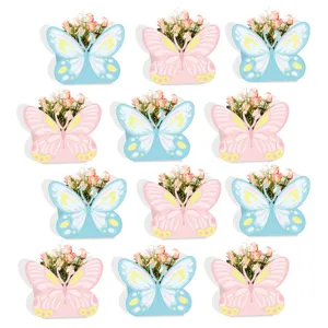 12 Stücke Schmetterling 3D Karton Geschenkboxen Rosa Blau Romantische Hohle Snackboxen Für Hochzeit Geburtstag Tee Party Dekorationen