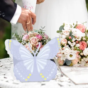 Elegant 3D butterfly shaped cardstock snack favor box for wedding and party decor