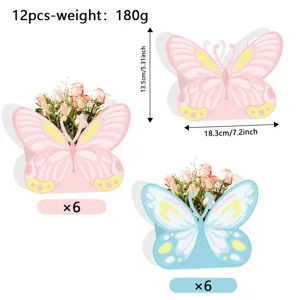 12er-Pack 3D-Schmetterlings-Papier-Geschenkboxen für Snacks und Partydekoration in Pink und Blau