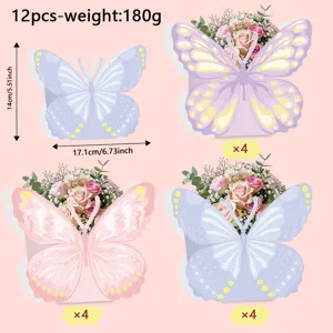Set of 12 3D butterfly decorative gift boxes for wedding and birthday party supplies