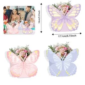 3D butterfly-shaped paper snack box with floral decor for birthday parties