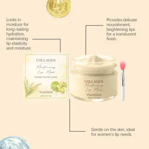 Vista detallada del tarro de mascarilla labial hidratante de colágeno VIARELINE para labios.
