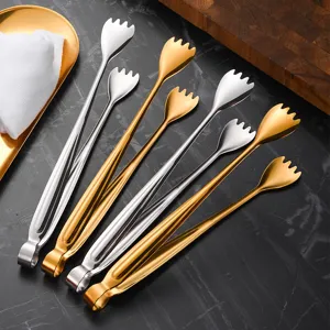 304 Edelstahl Mehrzweck Lebensmittel Clip Gezackte Buffet Zange Für Brot Steak Eis Grillzange Küchenutensil Gold Silber