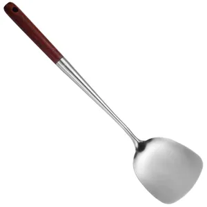 Espátula de acero inoxidable con mango ergonómico de madera de eucalipto