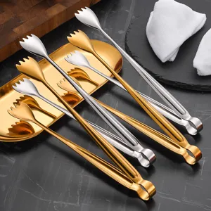 304 Edelstahl Lebensmittelzange mit Zähnen für Brot Eis und Grill in Gold und Silber