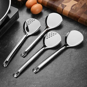 Ensemble de 4 spatules et écumoires de cuisine en acier inoxydable 304 haut de gamme