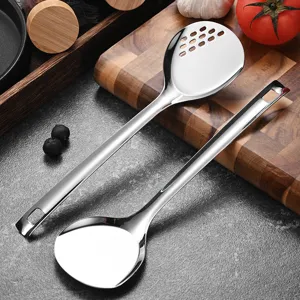 Excellent set de spatule et cuillère à fentes en acier inoxydable 304 pour cuisine