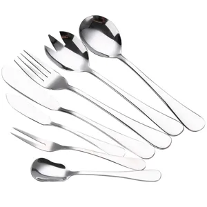 Premium stainless steel hotel tableware set with soup spoon service fork and butter knife