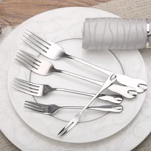 Waterdrop Series 410 Stainless Steel Dinner Fork Mirror Polished Thickened Steak Fork Dessert Fruit Fork Household Cutlery