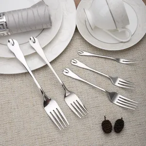 Mirror polished teardrop stainless steel fork set for dining and fruit dessert