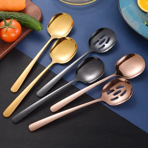 Set di cucchiai da portata e schiumarole in acciaio inox 304 oro, nero e oro rosa