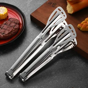 Professional 304 stainless steel food tongs for buffet and baking, durable kitchen utility