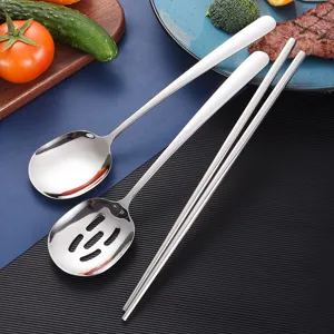 Set professionale cucchiaio da portata, schiumarola e bacchette lunghe in acciaio 304
