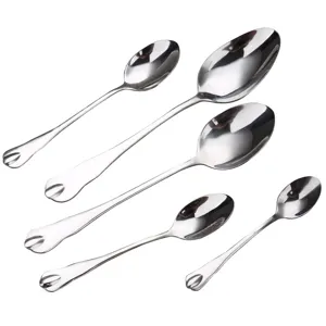 Juego completo de 5 cucharas duraderas de acero inoxidable con diseño de mango de gota