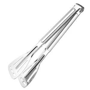 Professional stainless steel food tongs with a three-line hollow design for buffet