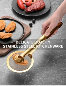 Detail of 304 stainless steel bear paw food tong with integrated oil filter mesh