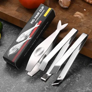 Professional SUS304 stainless steel fish bone tweezers and hair clip set with packaging box