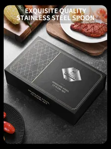 Exquisite black gift box for stainless steel steak cutlery set with gold geometric patterns