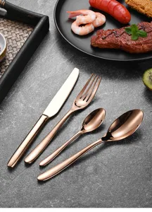 Elegant 4-piece rose gold 304 stainless steel cutlery set for modern fine dining