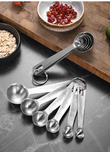Set di 6 cucchiai dosatori in acciaio inox con misure metriche e USA incise al laser