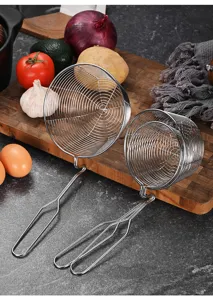 Profi-Edelstahlsieb mit Hakenkurzgriff für Hot Pot und zum Frittieren in der Küche