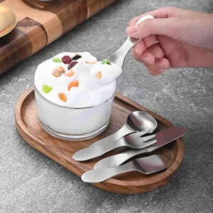 Premium 304 stainless steel mini dessert spoon and fork set for kids and coffee