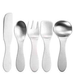 Premium 5-piece 304 stainless steel mini cutlery set for kids dessert and coffee