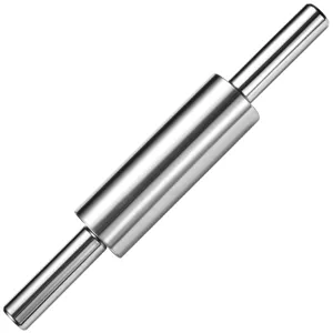 Professional grade large stainless steel rolling pin for home kitchen baking use