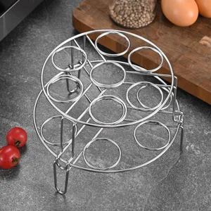 High-quality double-tier 304 stainless steel egg steaming rack with tripod stand