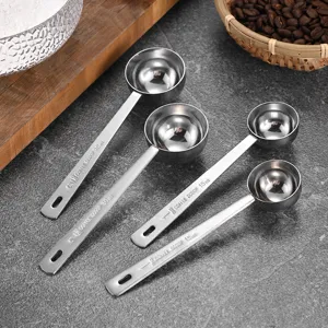 Set di misurini in acciaio inox 304 da 15ml e 30ml con foro per appendere caffè