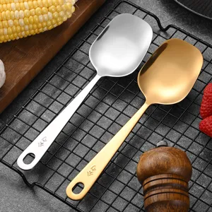 High-quality gold and silver stainless steel large serving spoons for buffet service
