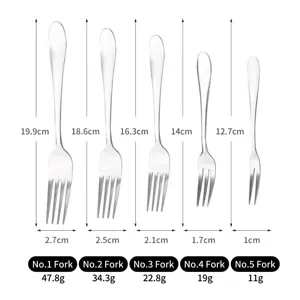 Lot de 5 fourchettes en acier inoxydable de tailles de 12,7 cm à 19,9 cm