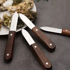 Professioneel 304 Roestvrij Stalen Oestermes Walnoot Houten Handvat Schelpdieren Tool Voor Oesters Sint-Jacobsschelpen Keuken