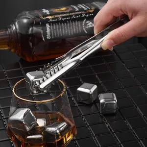 Professionelle Eiszange aus 304 Edelstahl und Whiskysteine für Bar-Zubehör