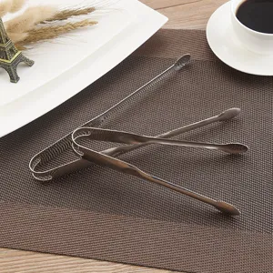 Long handle stainless steel food tongs with serrated edges for seafood and buffet service