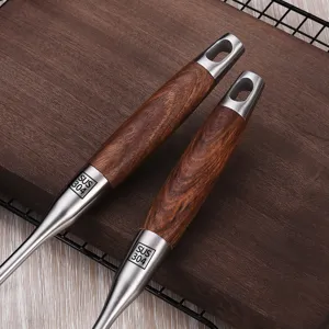 Premium 304 Edelstahl Küchenhelfer mit eleganten Palisanderholz Griffen